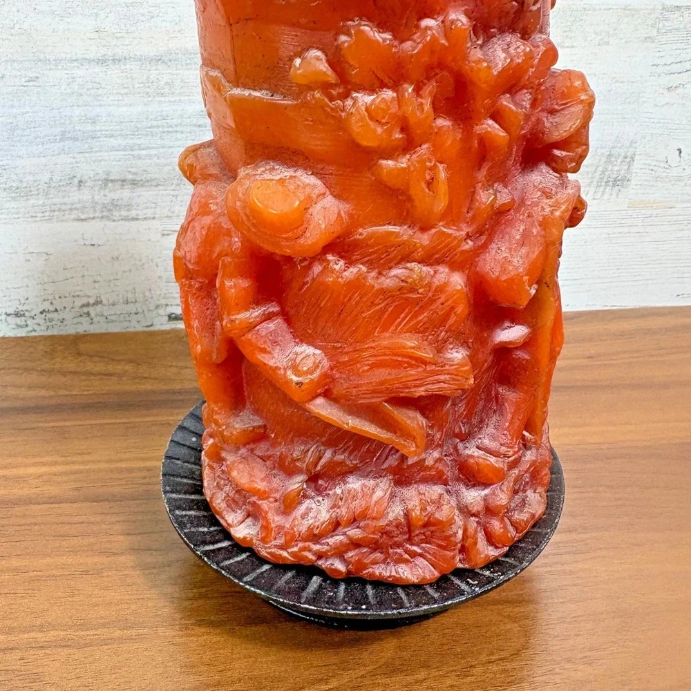 Vintage German Johann Gunter Walldurn Baden Carved Candle Pillar Lot of 2